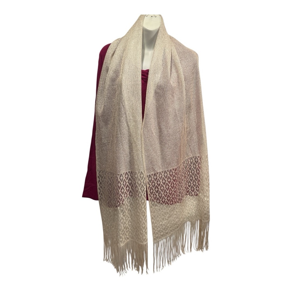 Maurices Cream Fringe scarf with sparkles